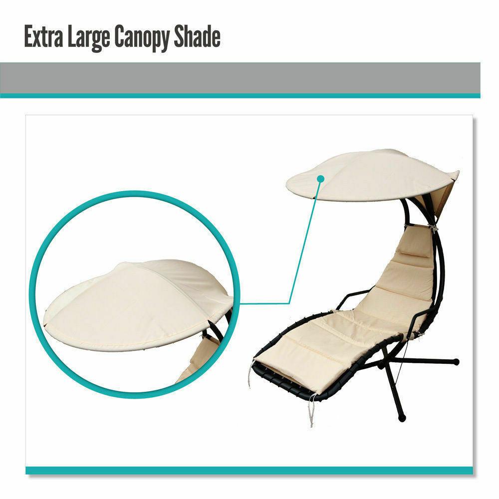 Beige Outdoor Lounge Hanging Swing Chair with Shade