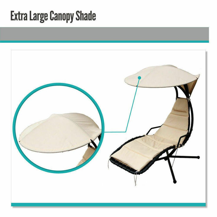 Beige Outdoor Lounge Hanging Swing Chair with Shade