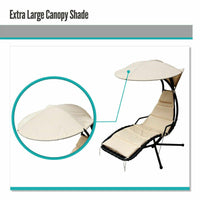 Beige Outdoor Lounge Hanging Swing Chair with Shade