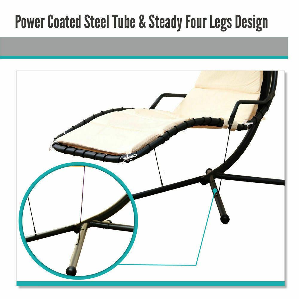 Beige Outdoor Lounge Hanging Swing Chair with Shade