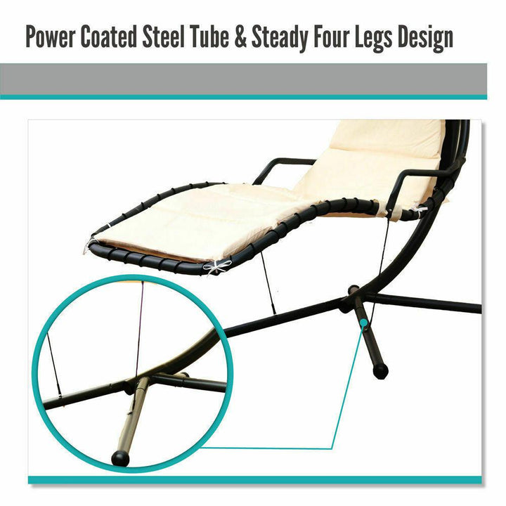 Beige Outdoor Lounge Hanging Swing Chair with Shade