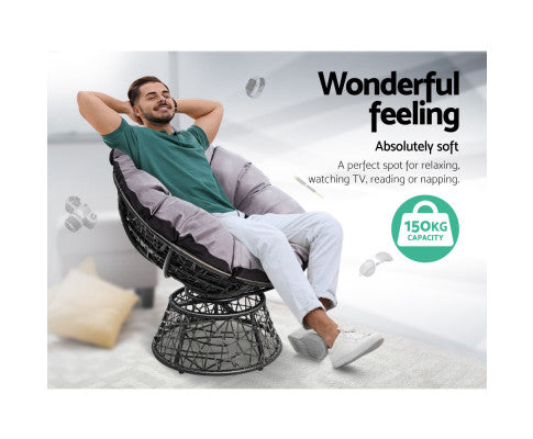 Black Papasan Wicker Patio Garden Chair