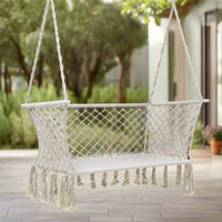 Camping Hammock Chair Patio Swing Hammocks Portable Cotton Rope Cream