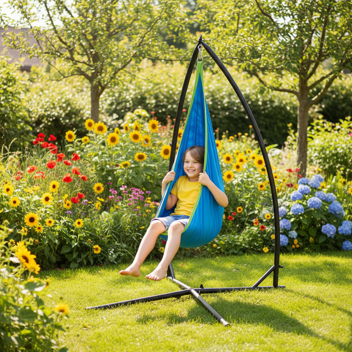 Child in sensory swing with realistic proportions