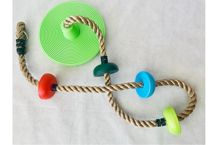 Climbing Rope Swing with 30cm Monkey Disc &amp; Footholds – 1.9m