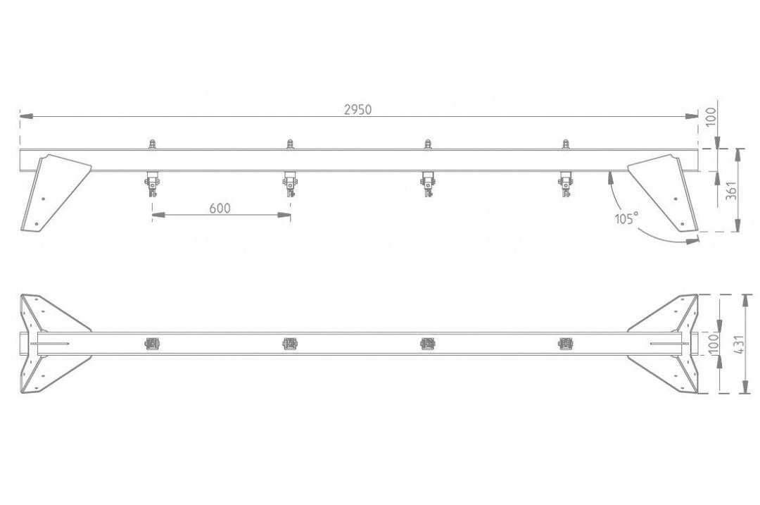 Commercial Double Swing Frame: In-Ground, Steel Top & Timber Legs