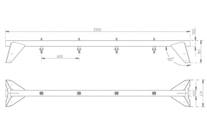 Commercial Double Swing Frame: In-Ground, Steel Top & Timber Legs