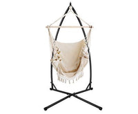 Cream Tassel Hammock Chair With Chair Stand