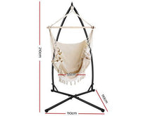 Cream Tassel Hammock Chair With Chair Stand