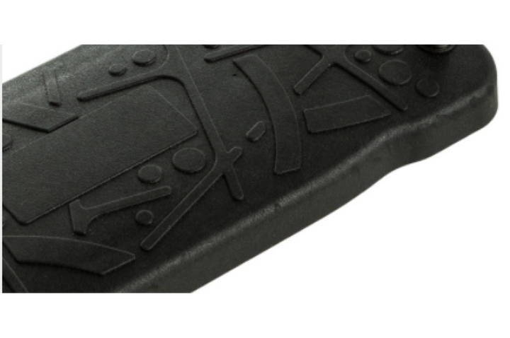 Close-up of a black rubber sole with textured pattern