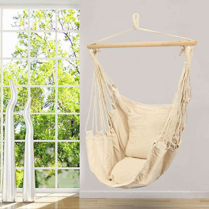 Deluxe Hanging Hammock Chair in Cream