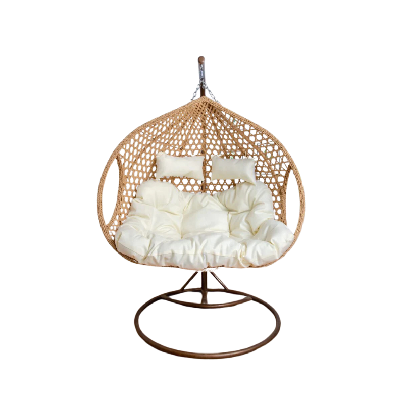 Double Hanging Egg Chair with Basket and Cushion