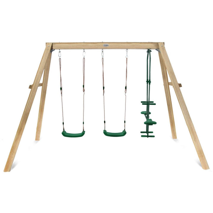 Kids Wooden Swing Set with Two Swings and Glider