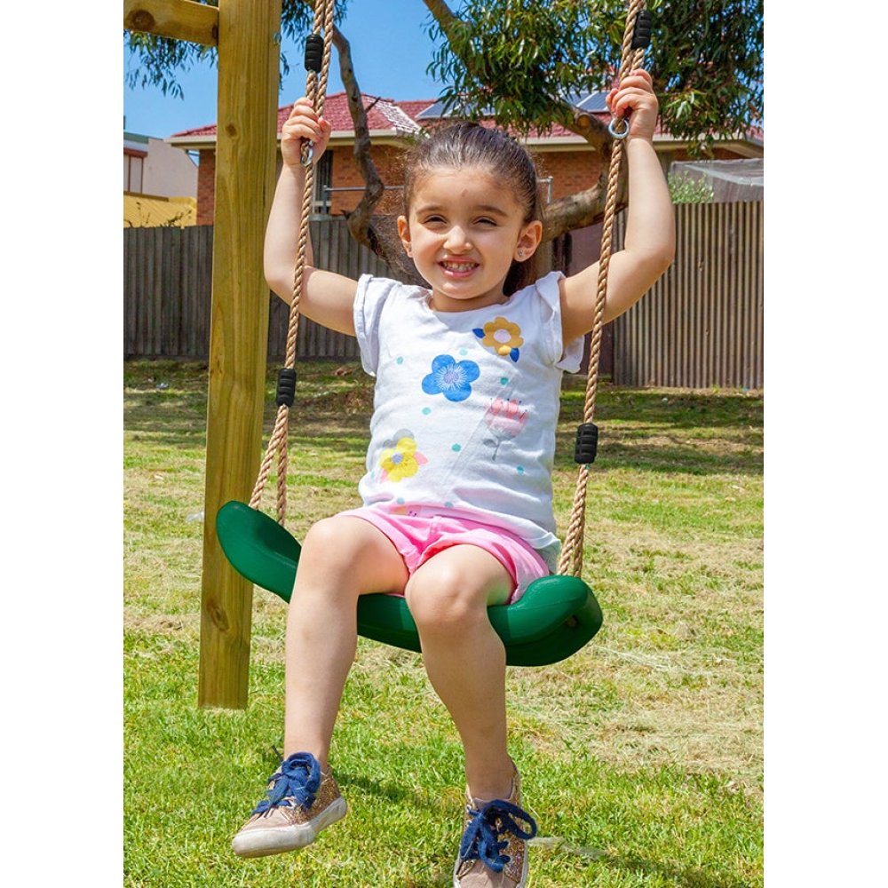 Kids Wooden Swing Set with Two Swings and Glider