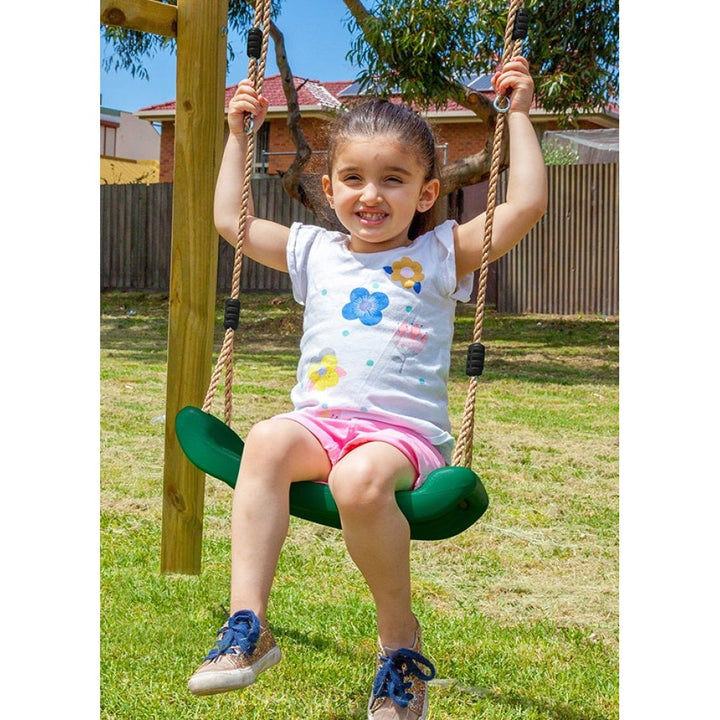 Kids Wooden Swing Set with Two Swings and Glider
