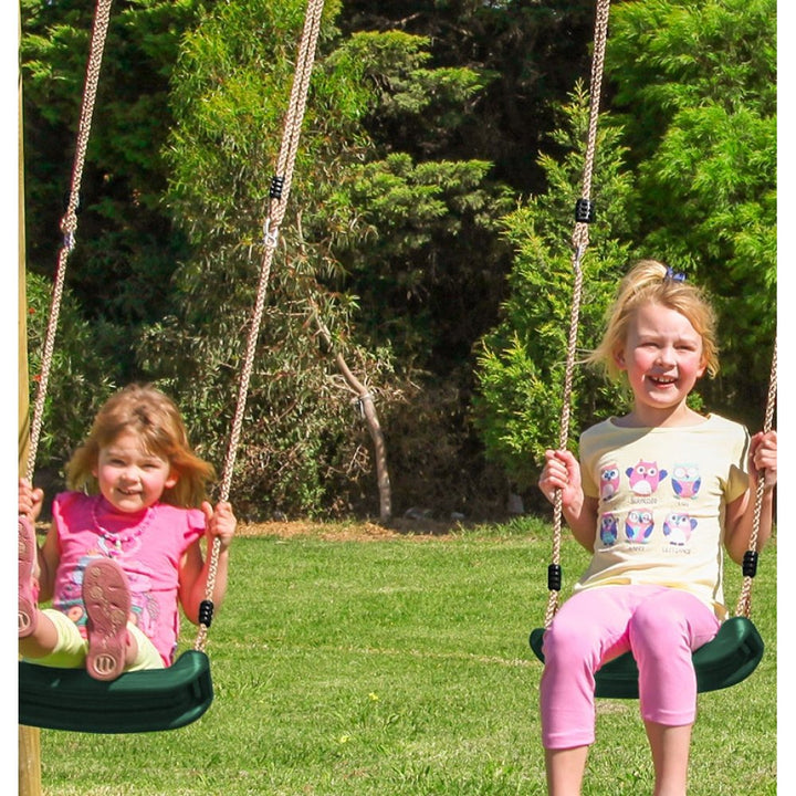 Kids Wooden Swing Set with Two Swings and Glider