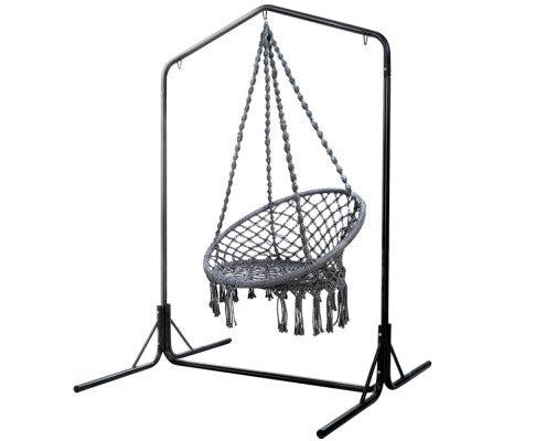 Grey Hammock Chair with Double Hammock Chair Stand
