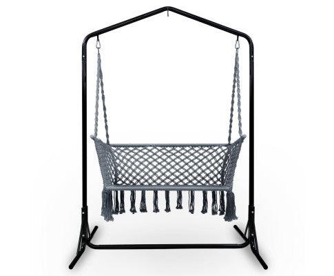 Grey Swing Hammock Chair with Double Hammock Chair Stand