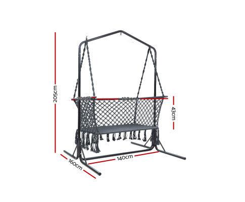 Grey Swing Hammock Chair with Double Hammock Chair Stand