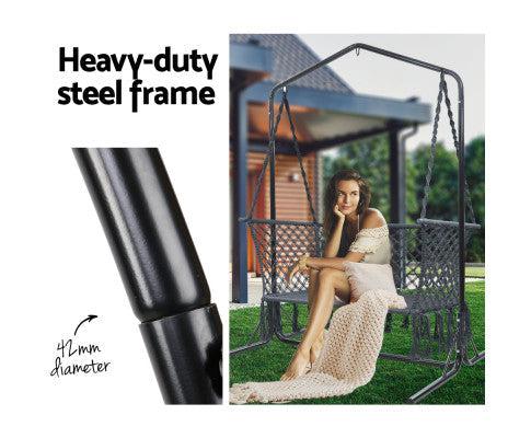 Grey Swing Hammock Chair with Double Hammock Chair Stand