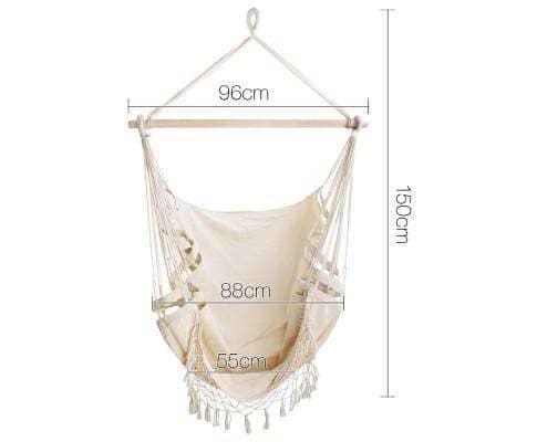 Hammock Chair in Cream with Tassels