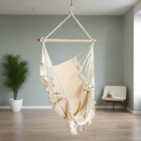 Hammock Chair in Cream with Tassels