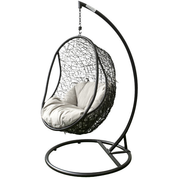 Hanging Egg Chair | Pod Chair Outdoor Wicker Patio Garden Backyard in Black