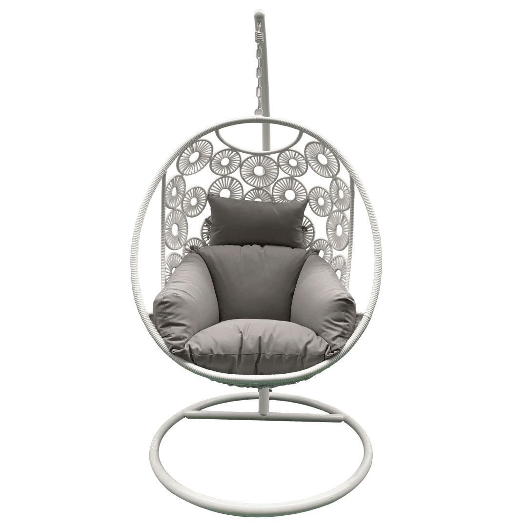 Havana Hanging Egg Chair in White with Stand
