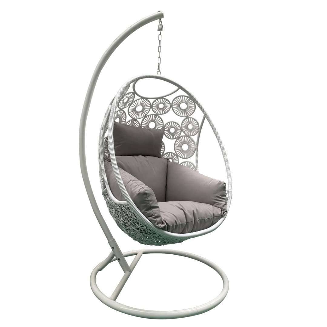 White hanging egg chair with stand hotsell