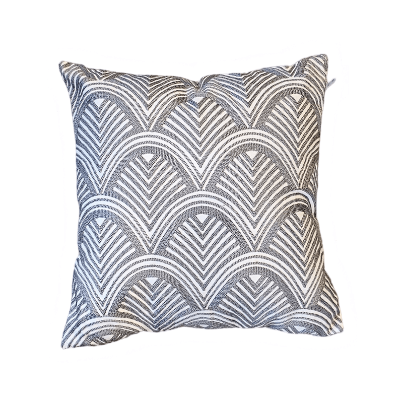 Mix Match Home Sofa Grey/White Geometric Embroidered Cotton Cushion