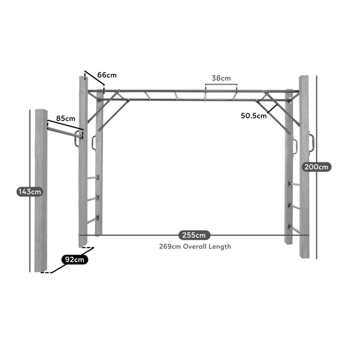 2.5m Timber Monkey Bars