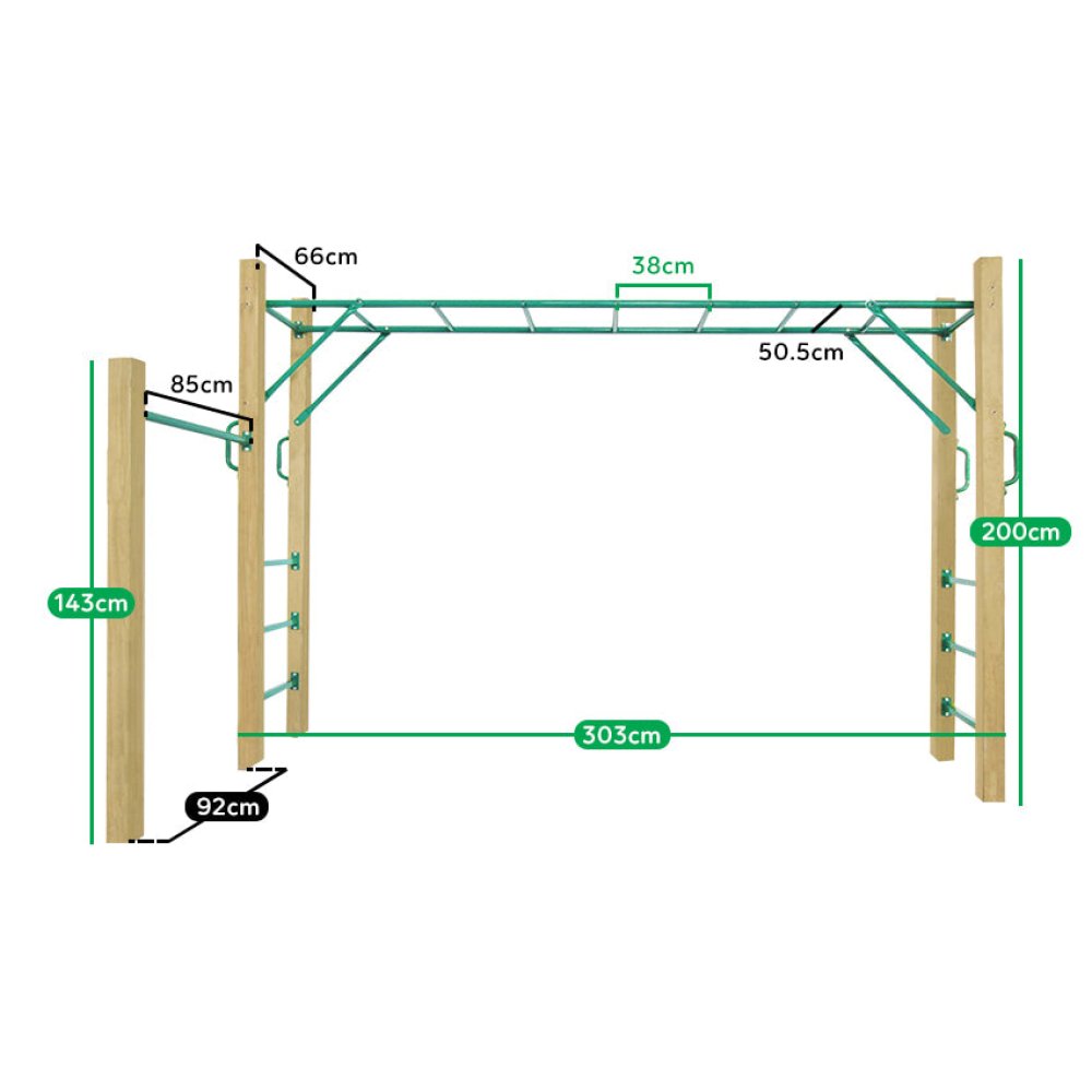 3m Timber Monkey Bars