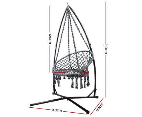Macrame Grey Hammock Swing Chair With Stand