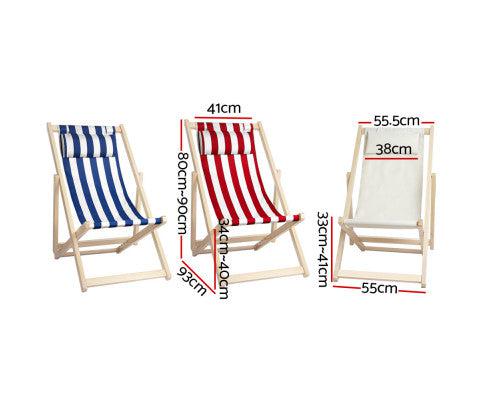 Outdoor Beach Deck Chair in Red and White Colour