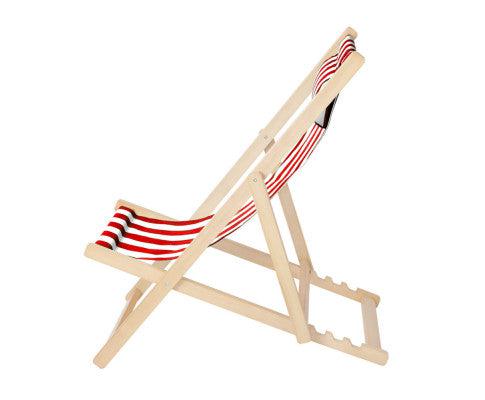 Outdoor Beach Deck Chair in Red and White Colour