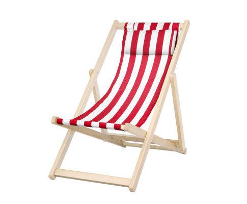 Outdoor Beach Deck Chair in Red and White Colour 120 Kgs – Siesta