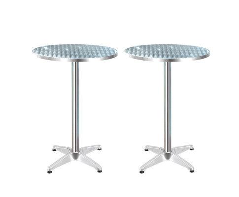 Outdoor & Indoor Adjustable Aluminium Bar Table 70 to 100 cm 2 Pieces