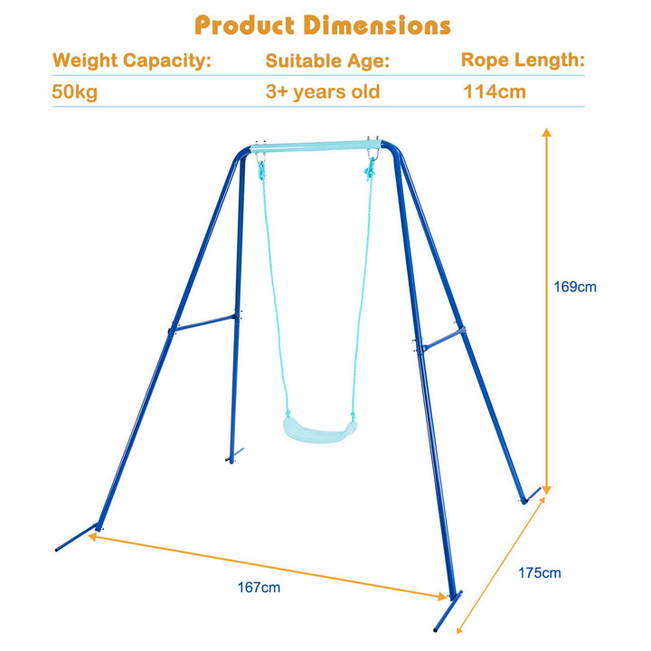 Outdoor Kids Swing Set Heavy Duty Metal A-Frame