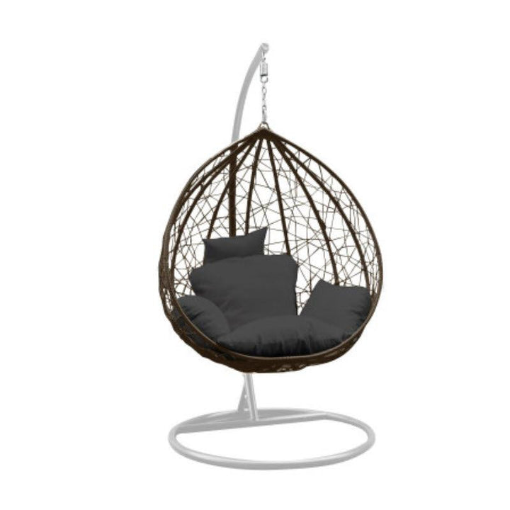 Outdoor Rattan Egg Chair in Oatmeal and Grey Cushion