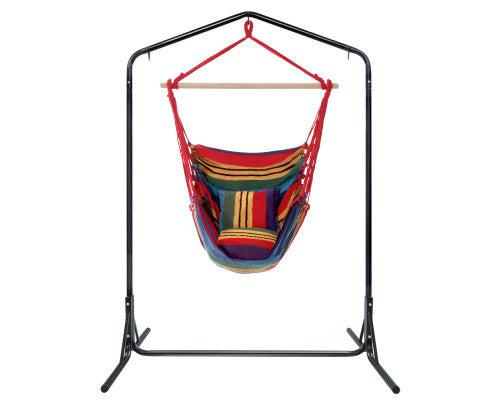Rainbow Hammock Chair with Double Hammock Chair Stand