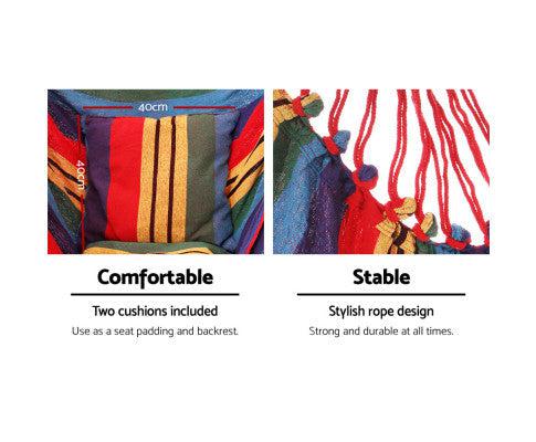 Rainbow Hammock Chair with Double Hammock Chair Stand