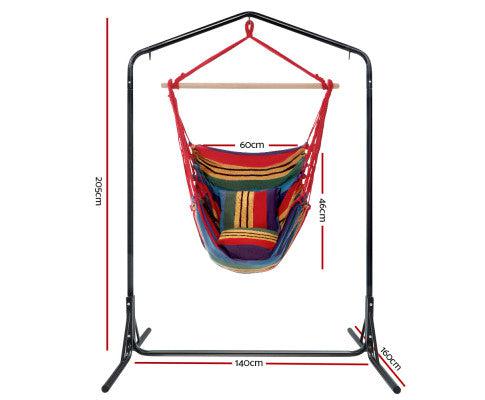 Rainbow Hammock Chair with Double Hammock Chair Stand