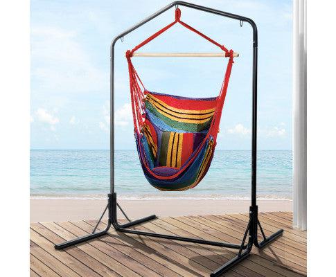 Rainbow Hammock Chair with Double Hammock Chair Stand