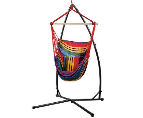 Rainbow Hammock Chair With Hammock Chair Stand