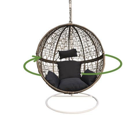 Rattan Hanging Egg Chair in Oatmeal and Grey Colour