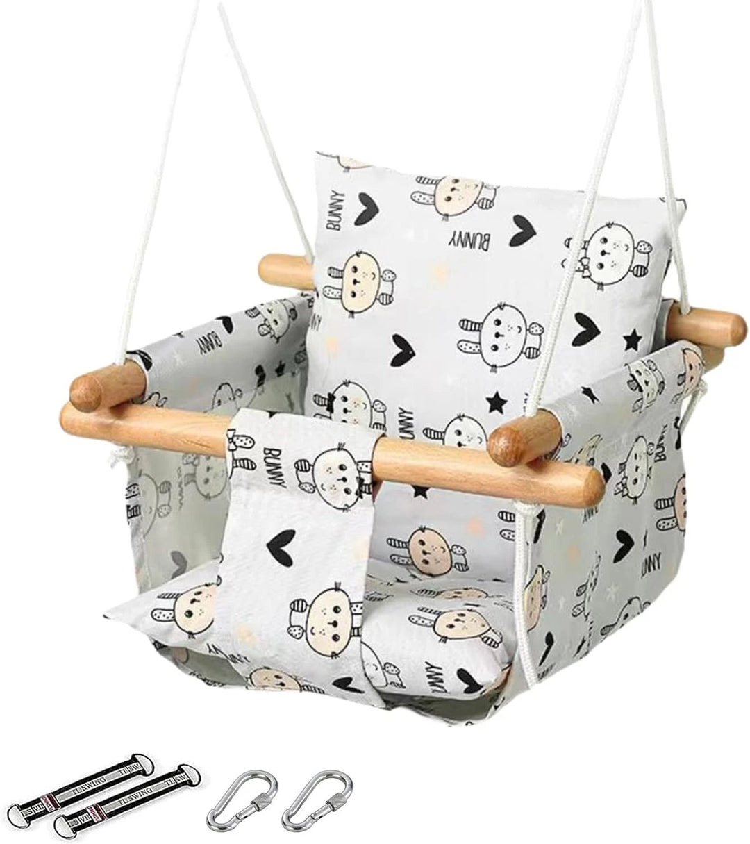 Canvas Baby Swing Outdoor & Baby Swing Chair | Wooden Hanging Seat