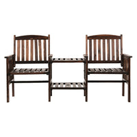 Classic Wooden Loveseat and Table – Ideal for Garden & Patio