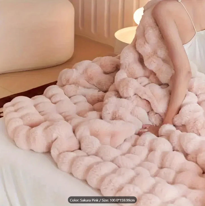 Double-sided Fluffy Faux Rabbit Fur Throw Blanket