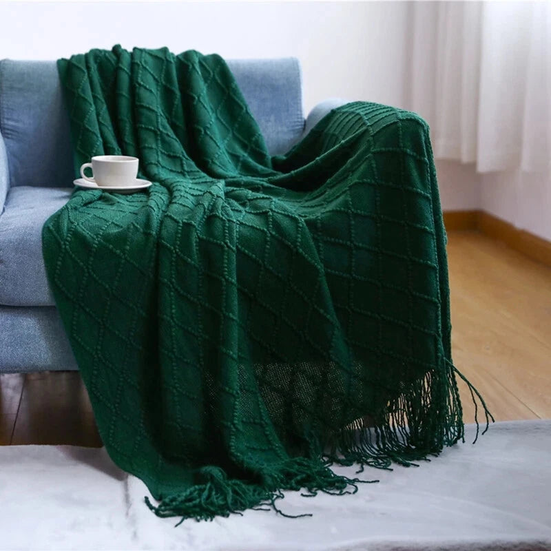 Cotton Luxury Throw Blanket with Tassels