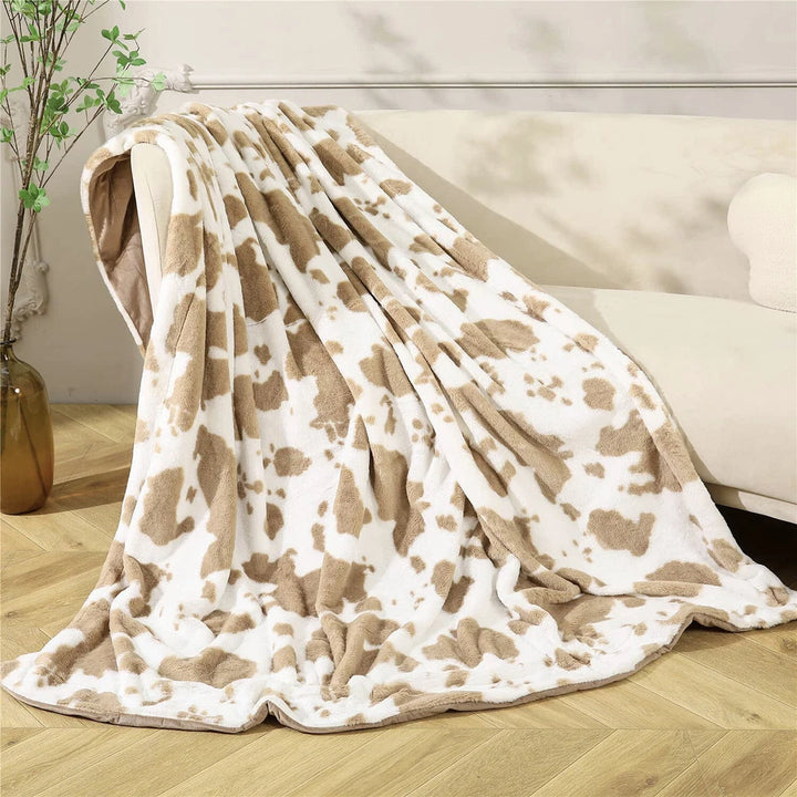Cow Print Design Soft Plush Faux Fur Throw Blanket 160*200cm